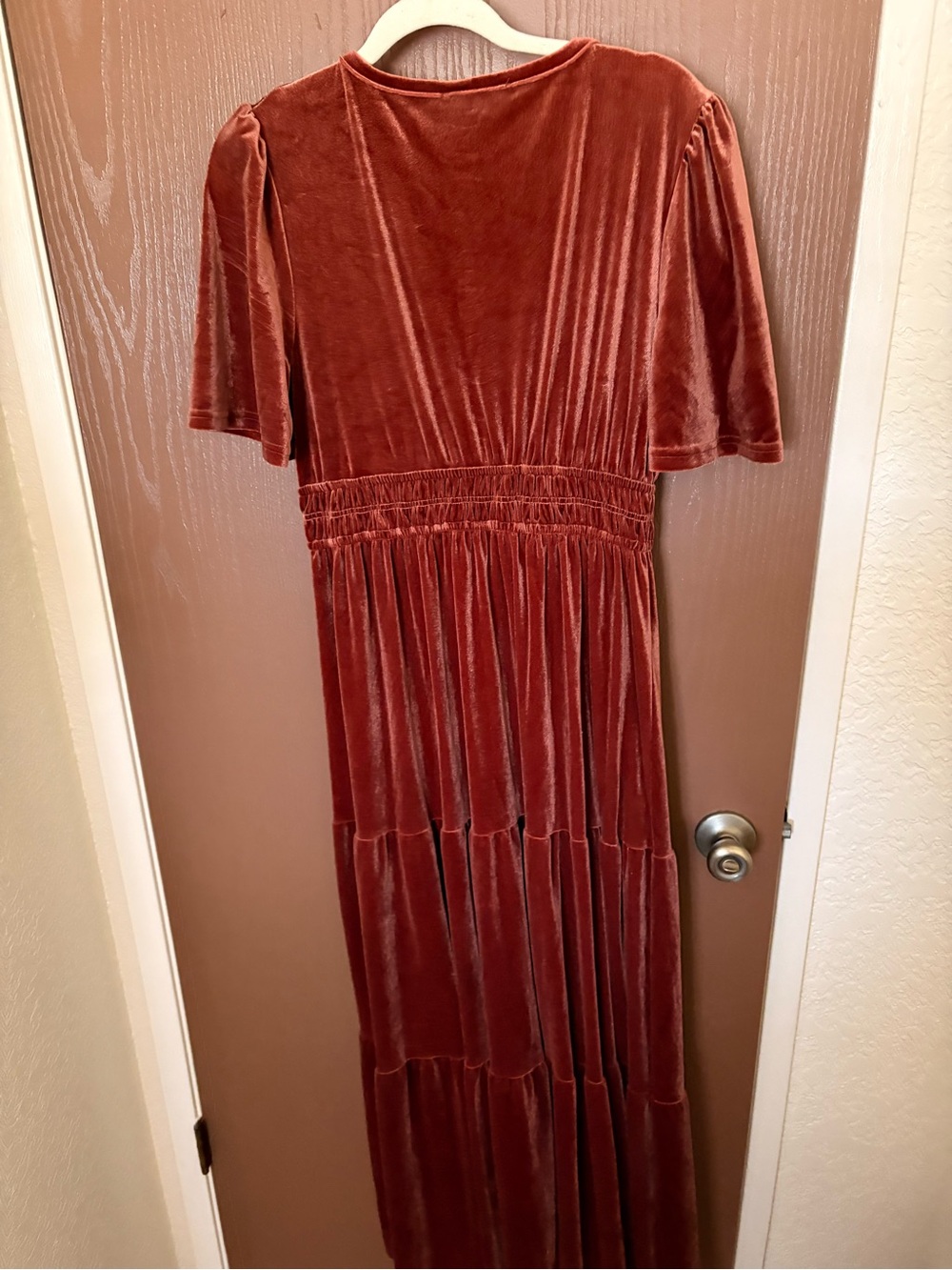 Baltic Born Rust Velvet V-Neck Maxi Dress - Picture 5 of 5